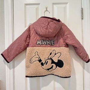 EUC Zara Kids Minnie Mouse Disney Fleece Quilted Jacket with Hood, Size 3-4 Yrs
